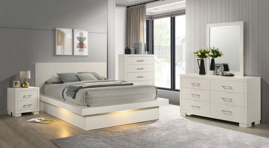 Jessica 5-piece Queen LED Bedroom Set Snow White