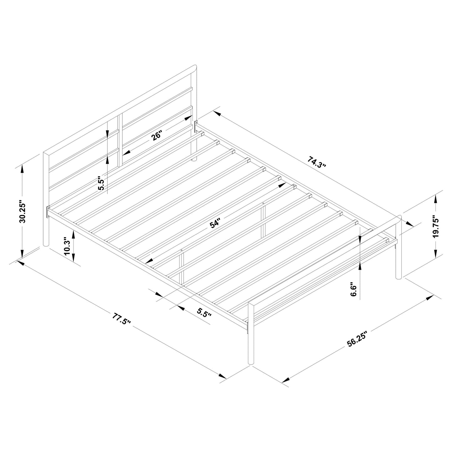 Fisher Metal Full Open Frame Bed Gunmetal