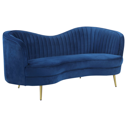 Sophia Upholstered Channel Tufted Loveseat Blue