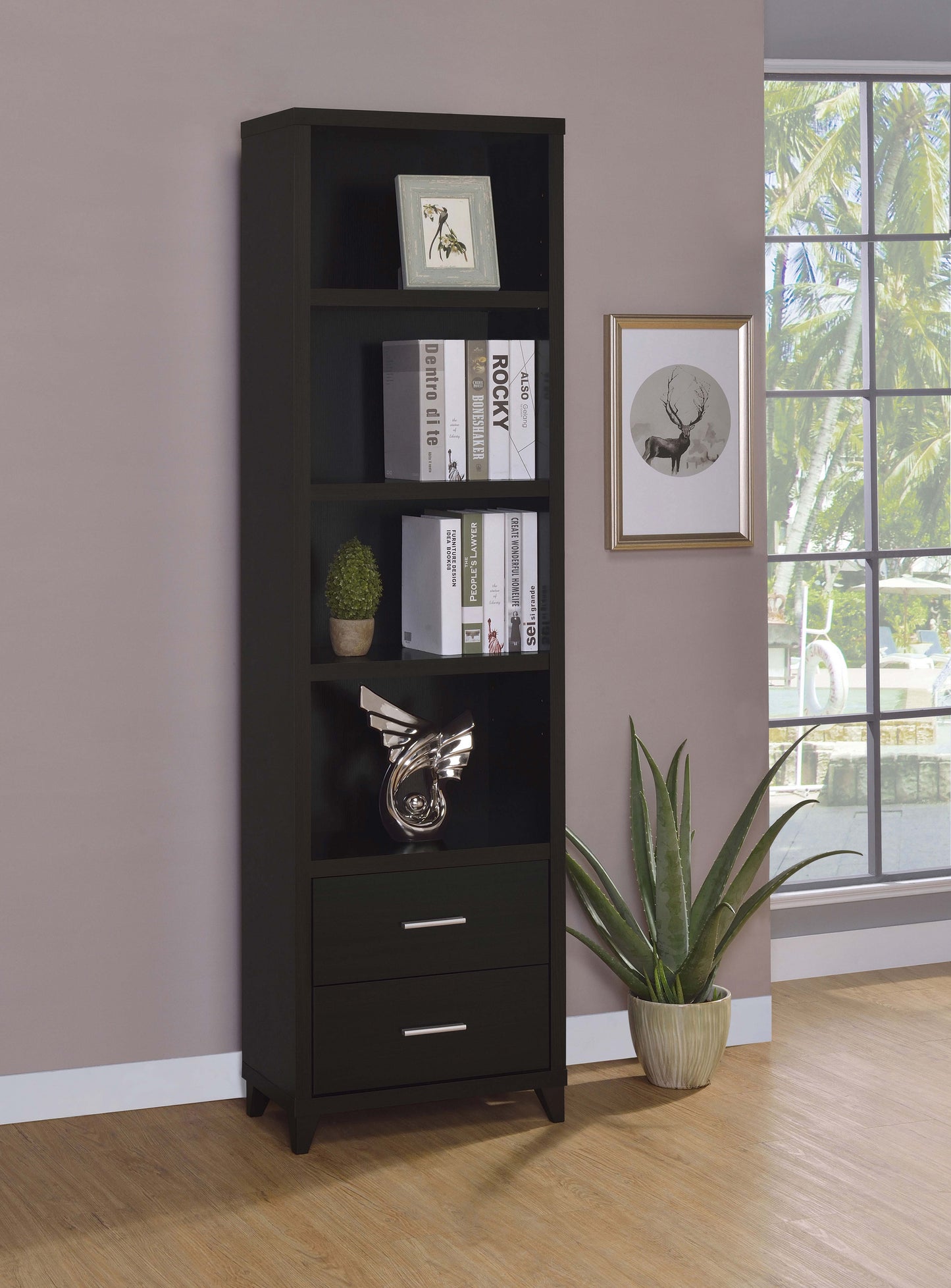 Lewes 4-shelf Engineered Wood Media Tower Cappuccino