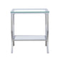 Saide Square Glass Top Side End Table Chrome