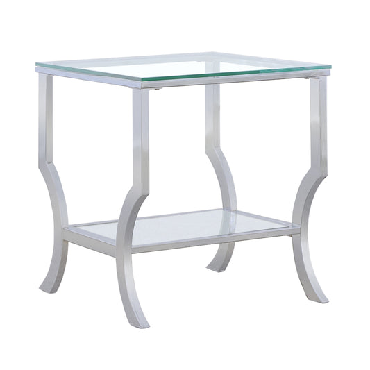 Saide Square Glass Top Side End Table Chrome