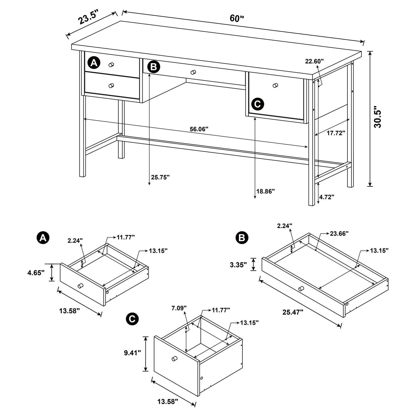 Kemper 4-drawer Writing Desk Salvaged Cabin