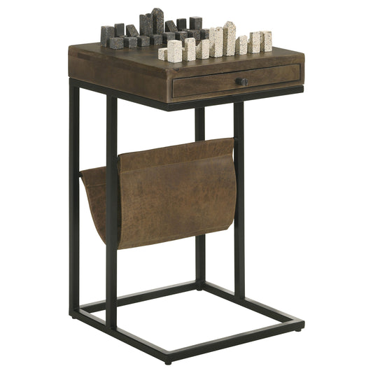 Chessie 1-drawer Side Table With Leatherette Sling Tobacco