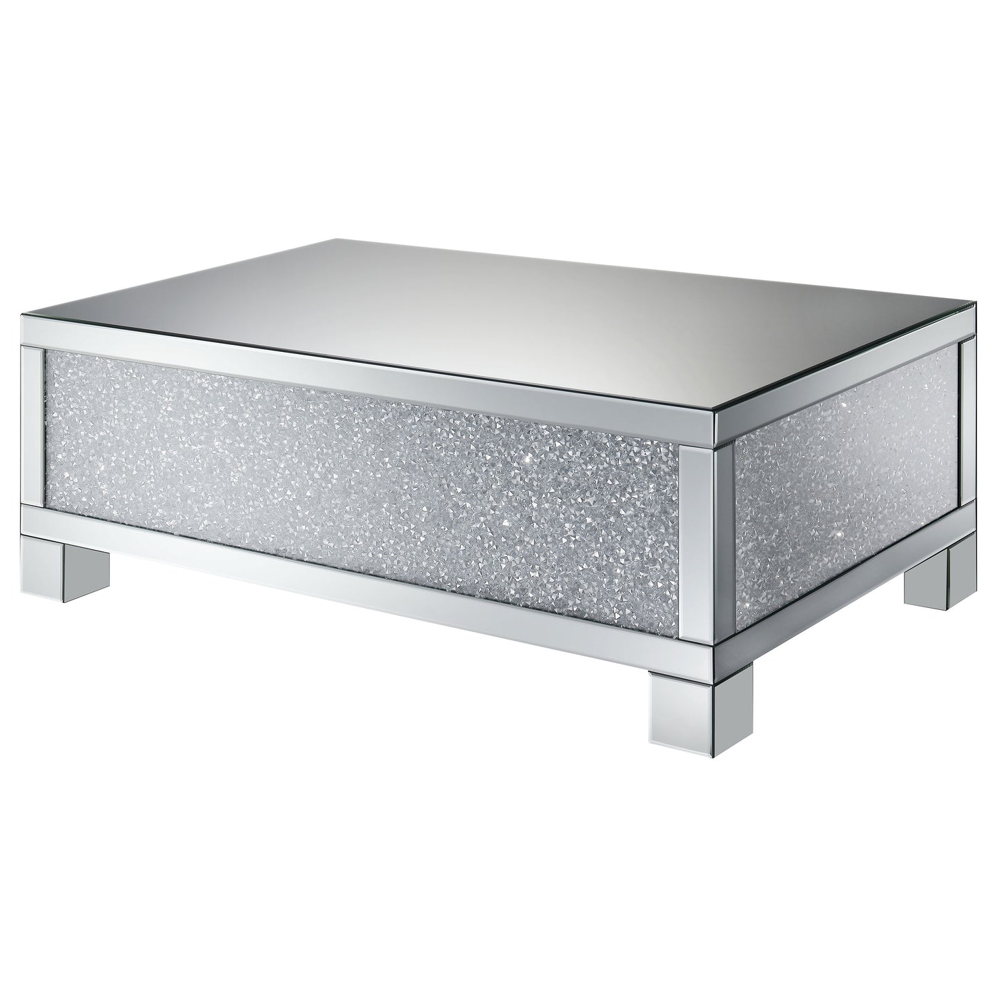 Gillian Rectangular Mirrored Acrylic Coffee Table Silver