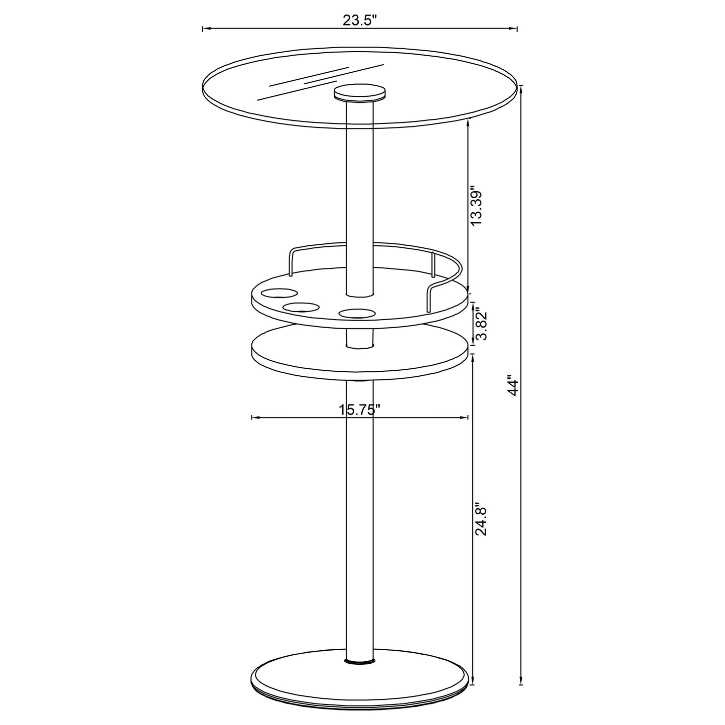 Gianella Round 24-inch Glass Top Bistro Bar Table Chrome