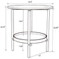 Delfin Round Glass Top Side End Table Black and Brown