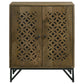 Zaria 2-door Wood Trellis Accent Storage Cabinet Brown