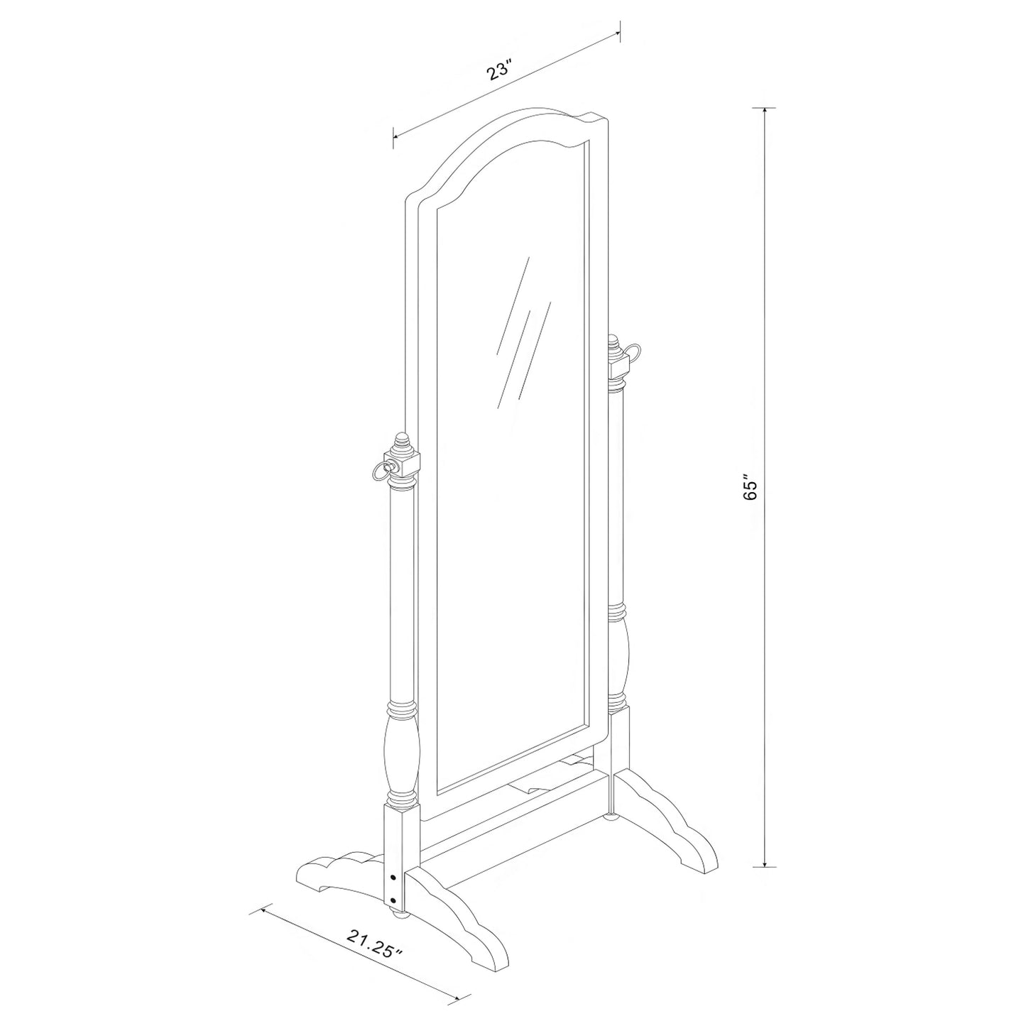 Cabot Wood Adjustable Full Length Cheval Mirror Black