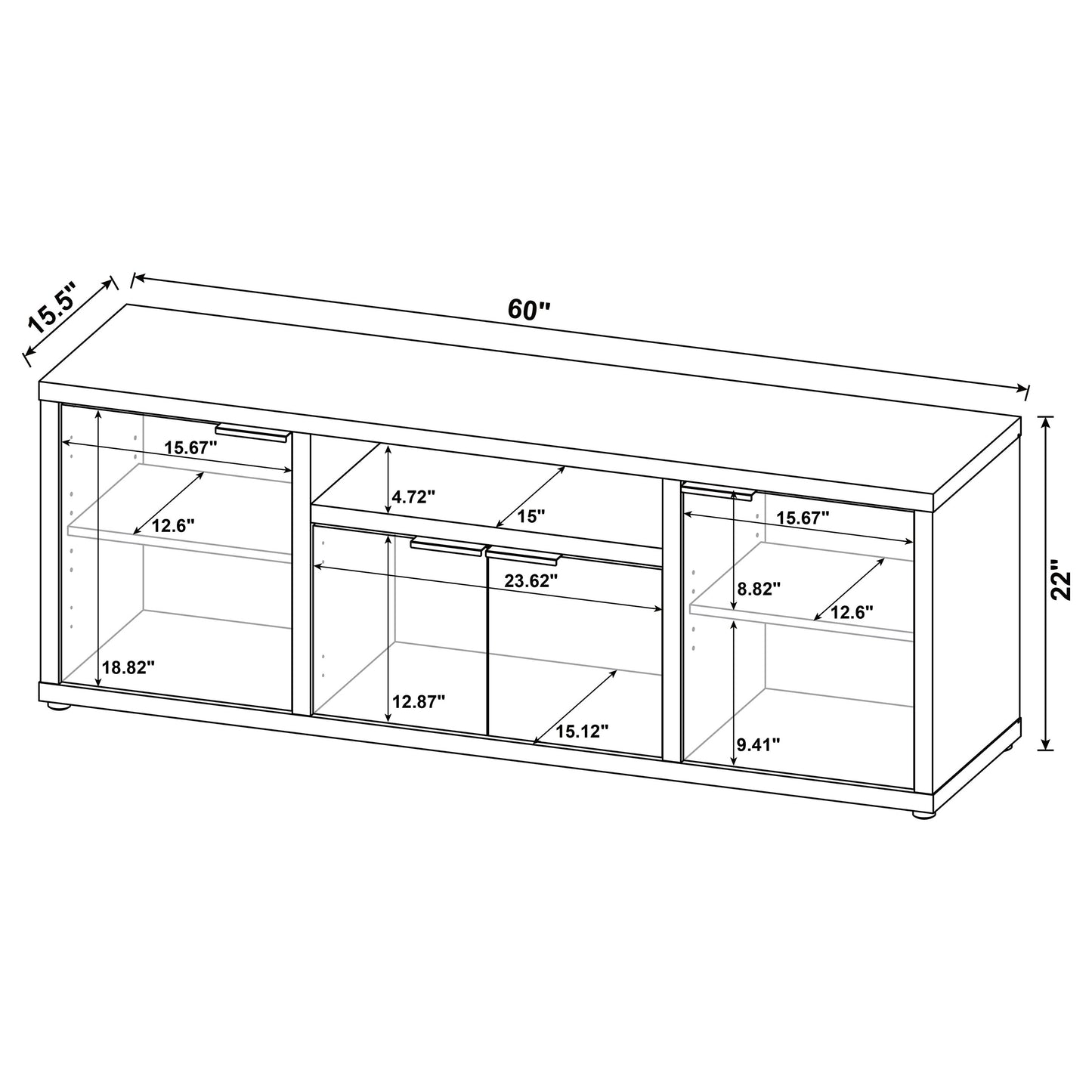 Tabby 3-piece 60" TV Entertainment Center Mango