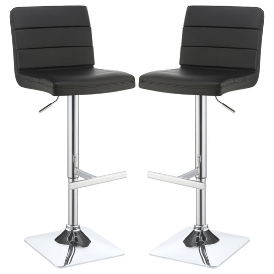 Bianca Upholstered Adjustable Bar Stool Black (Set of 2)