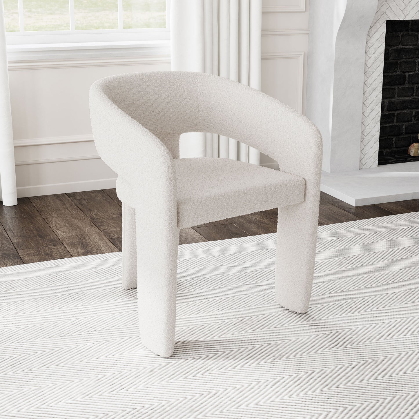 Eudora Boucle Upholstered Dining Side Chair Cream