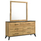 Kaywood 6-drawer Dresser and Mirror Natural Pine