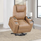 Armstrong Upholstered Power Lift Massage Recliner Camel