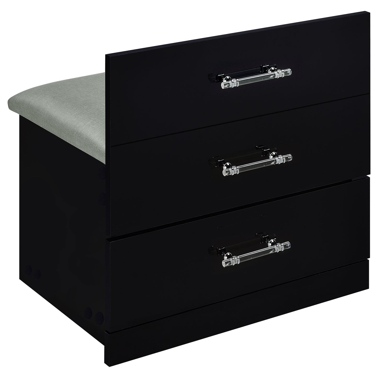 Danbury 3-drawer Makeup Vanity & Stool Set Black High Gloss