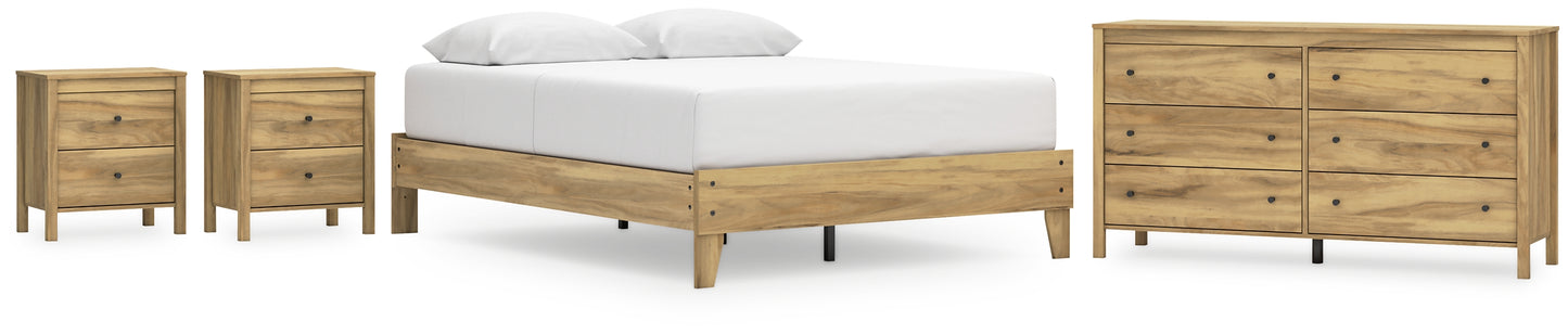 Bermacy Queen Platform Bed with Dresser and 2 Nightstands