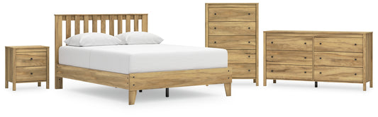 Bermacy Queen Platform Panel Bed with Dresser, Chest and Nightstand