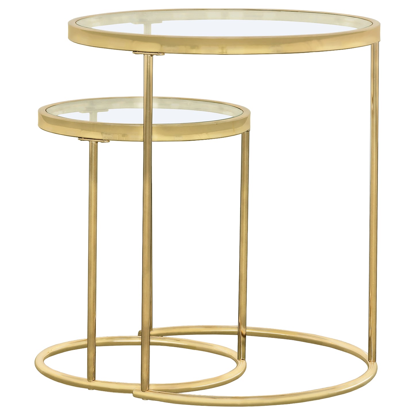 Maylin 2-piece Round Glass Top Nesting Table Set Gold