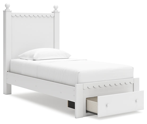 Mollviney Twin Panel Storage Bed with Mirrored Dresser and 2 Nightstands