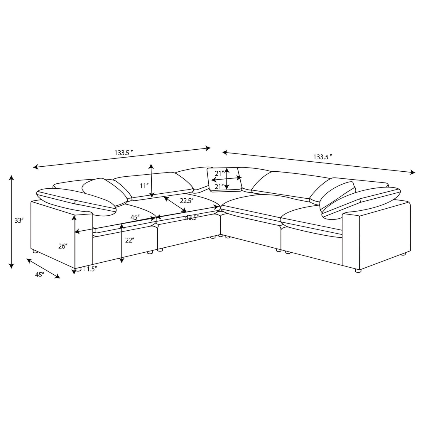 Raleigh 5-piece Boucle Upholstered Modular Sectional Ivory