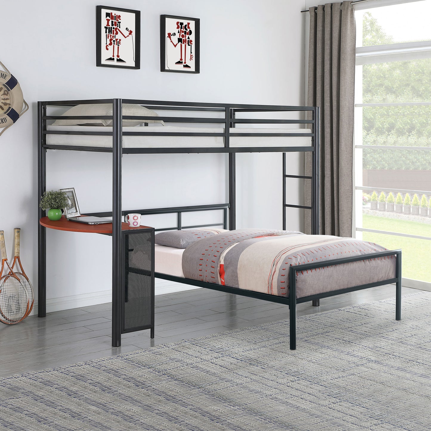 Fisher Metal Twin Open Frame Bed Gunmetal