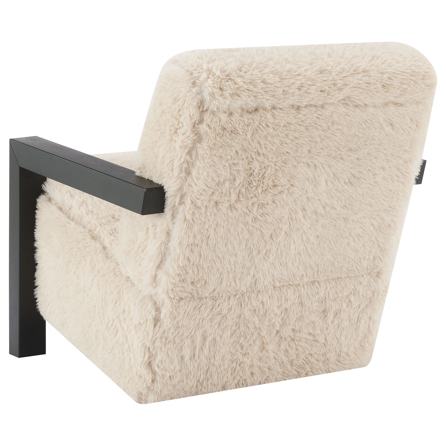 Paquet Faux Fur Upholstered Chair Solid Wood Arms Latte