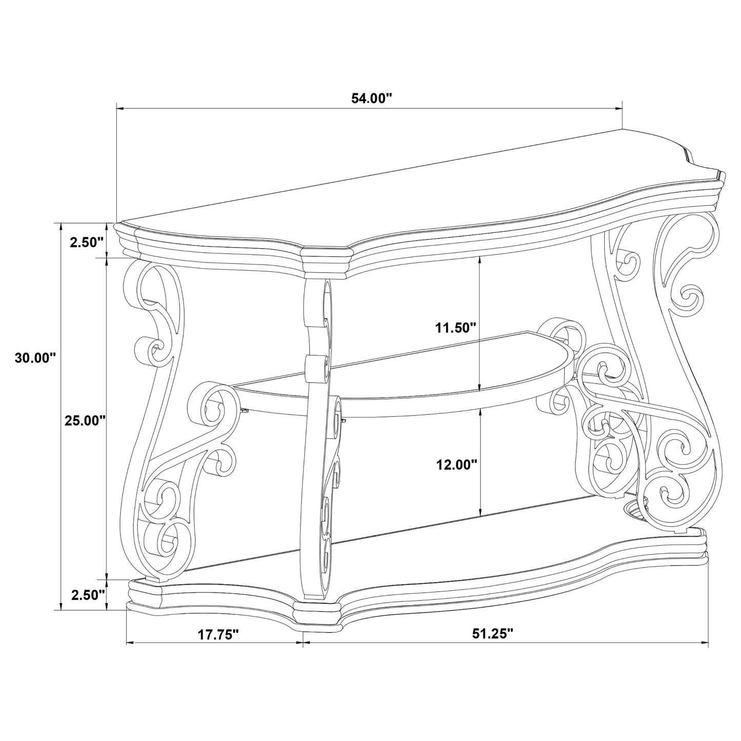 Laney Scrollwork Entryway Sofa Console Table Deep Merlot