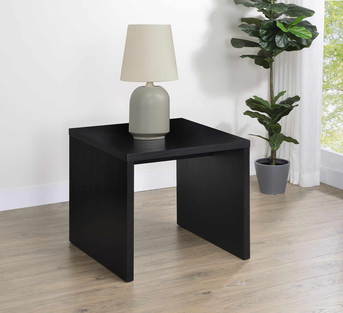 Knapp Engineered Wood Square Side End Table Black