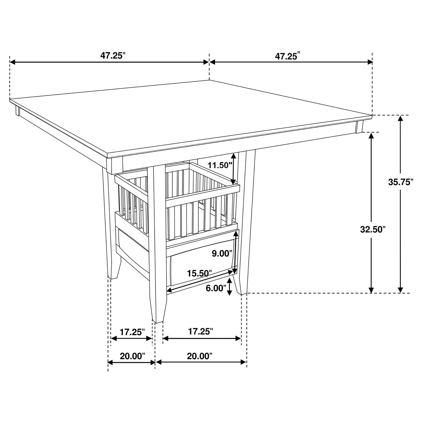 Jaden Square 47-inch Counter Height Dining Table Espresso