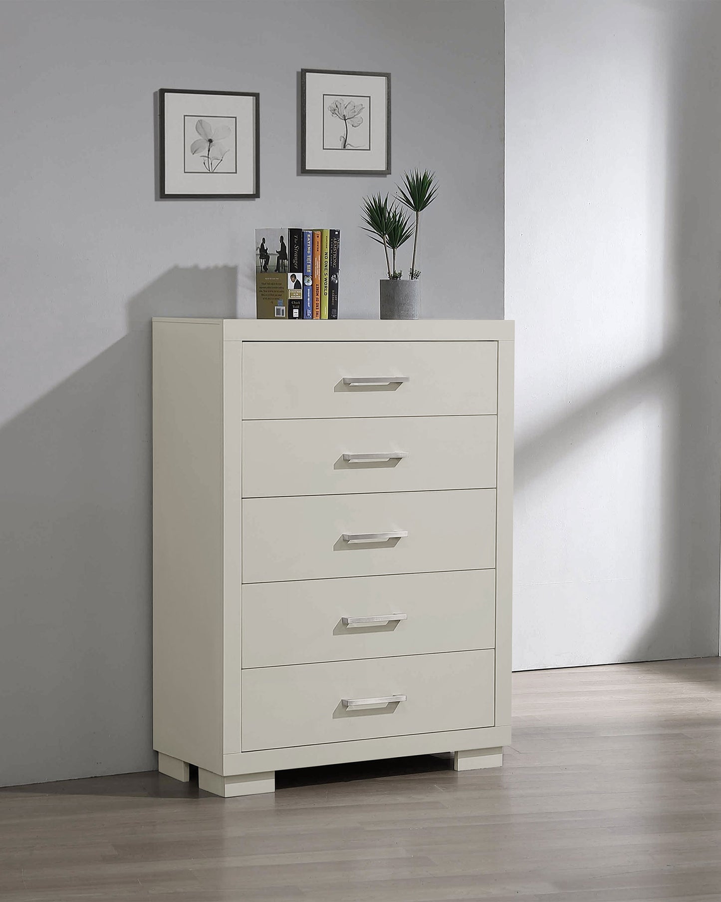 Jessica 5-drawer Bedroom Chest Cream White