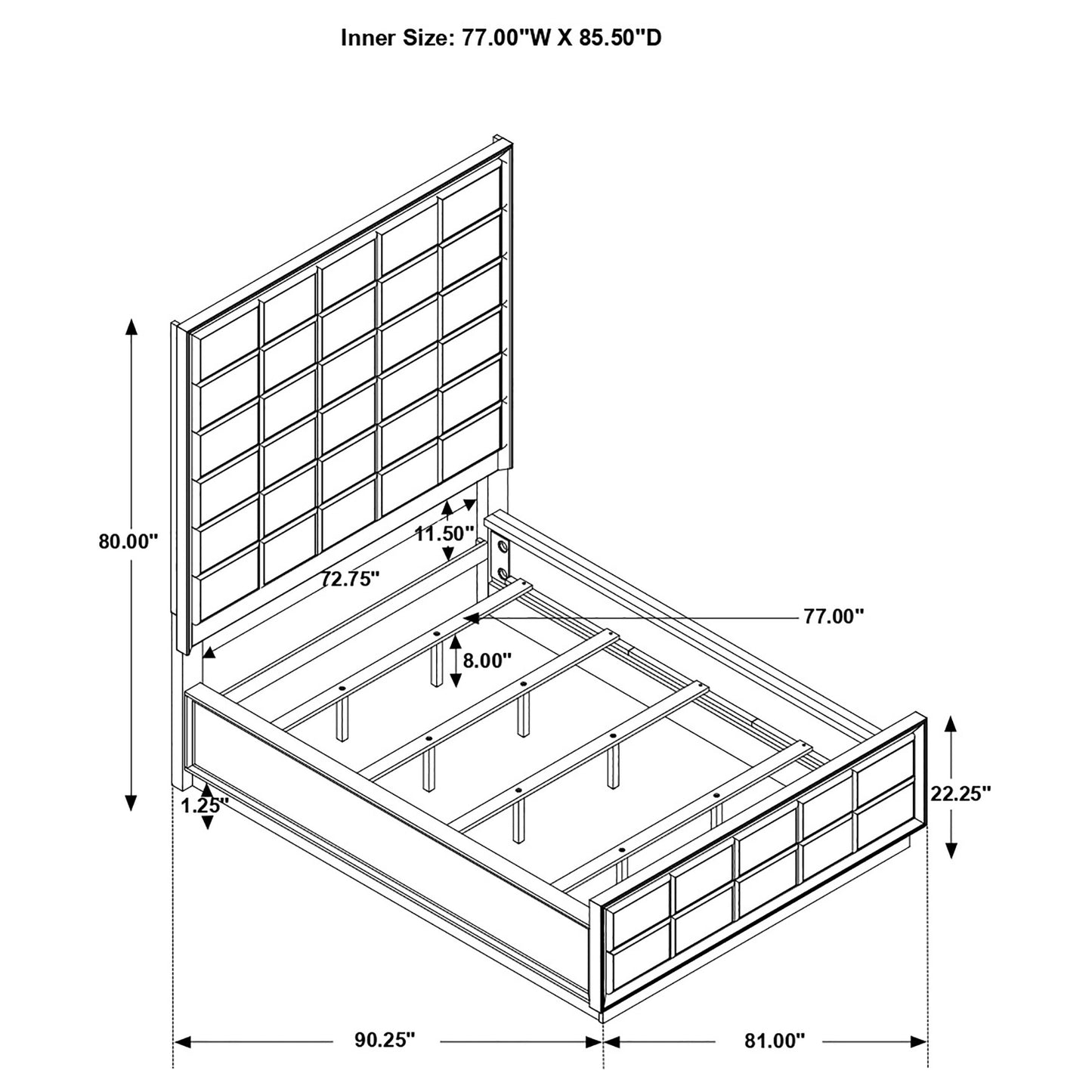 Durango 77-inch California King Panel Bed Smoked Peppercorn