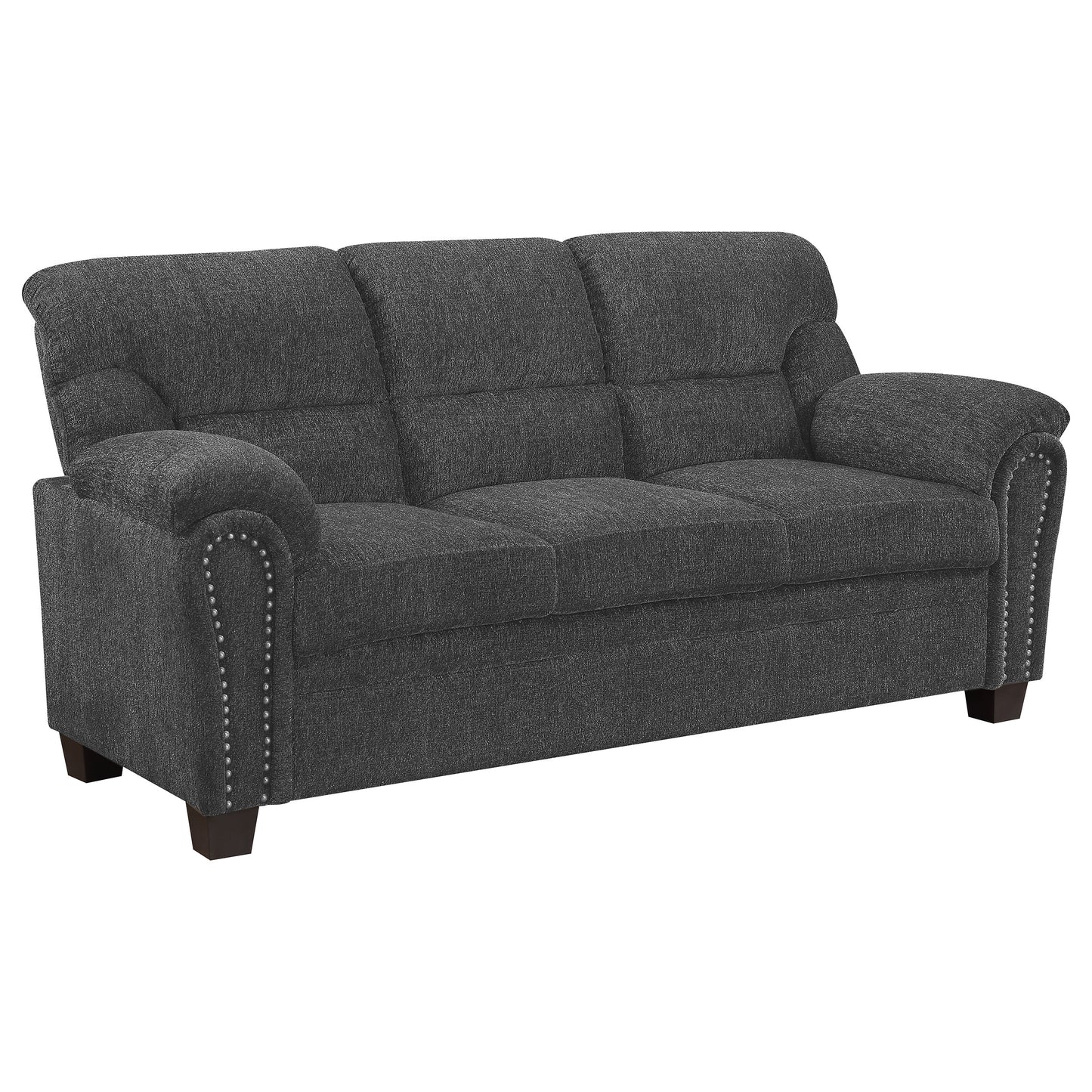 Clementine 3-piece Upholstered Padded Arm Sofa Set Grey