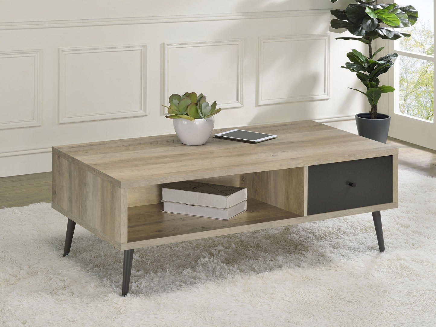 Welsh 1-drawer Engineered Wood Coffee Table Antique Pine