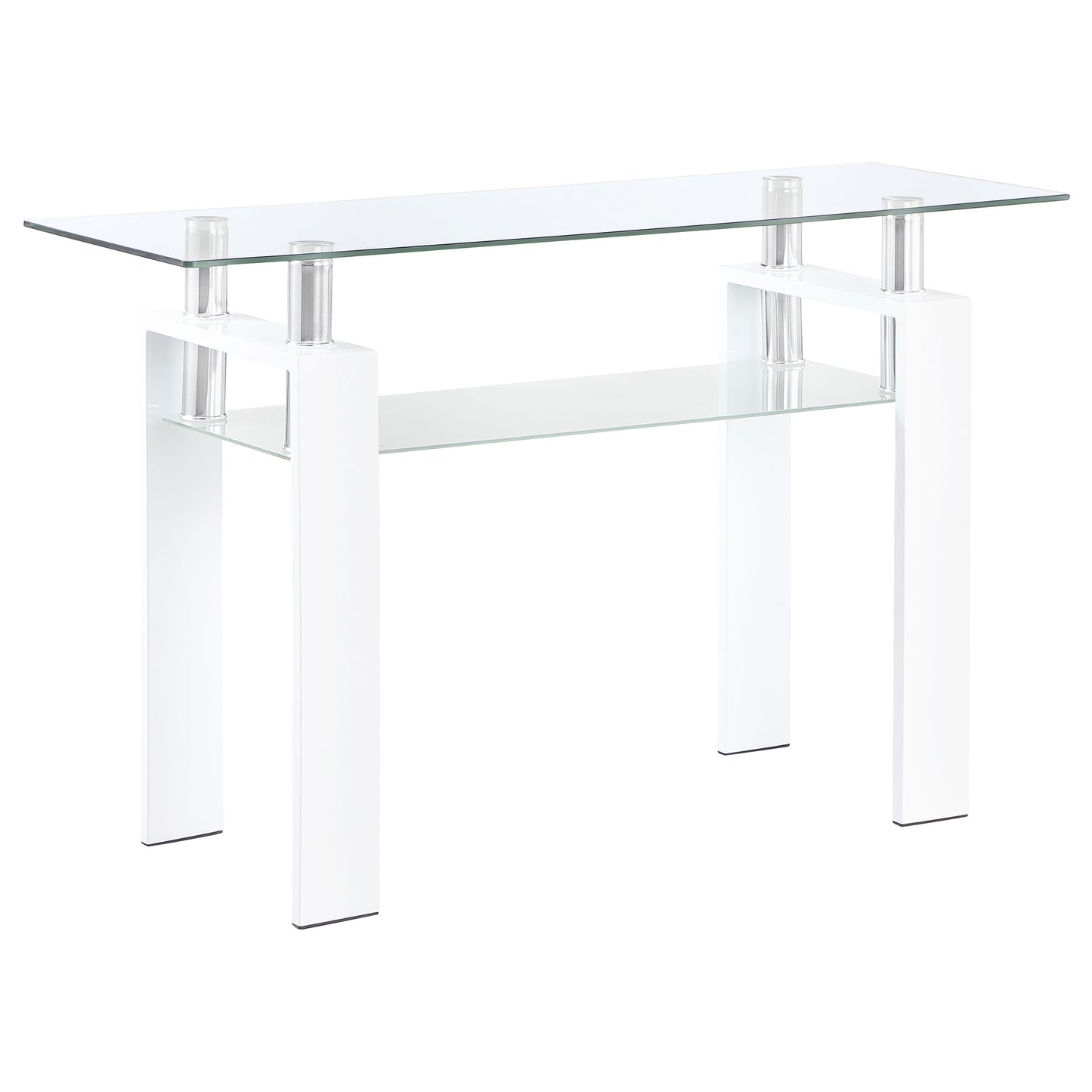 Dyer Rectangular Glass Top Entryway Sofa Console Table White