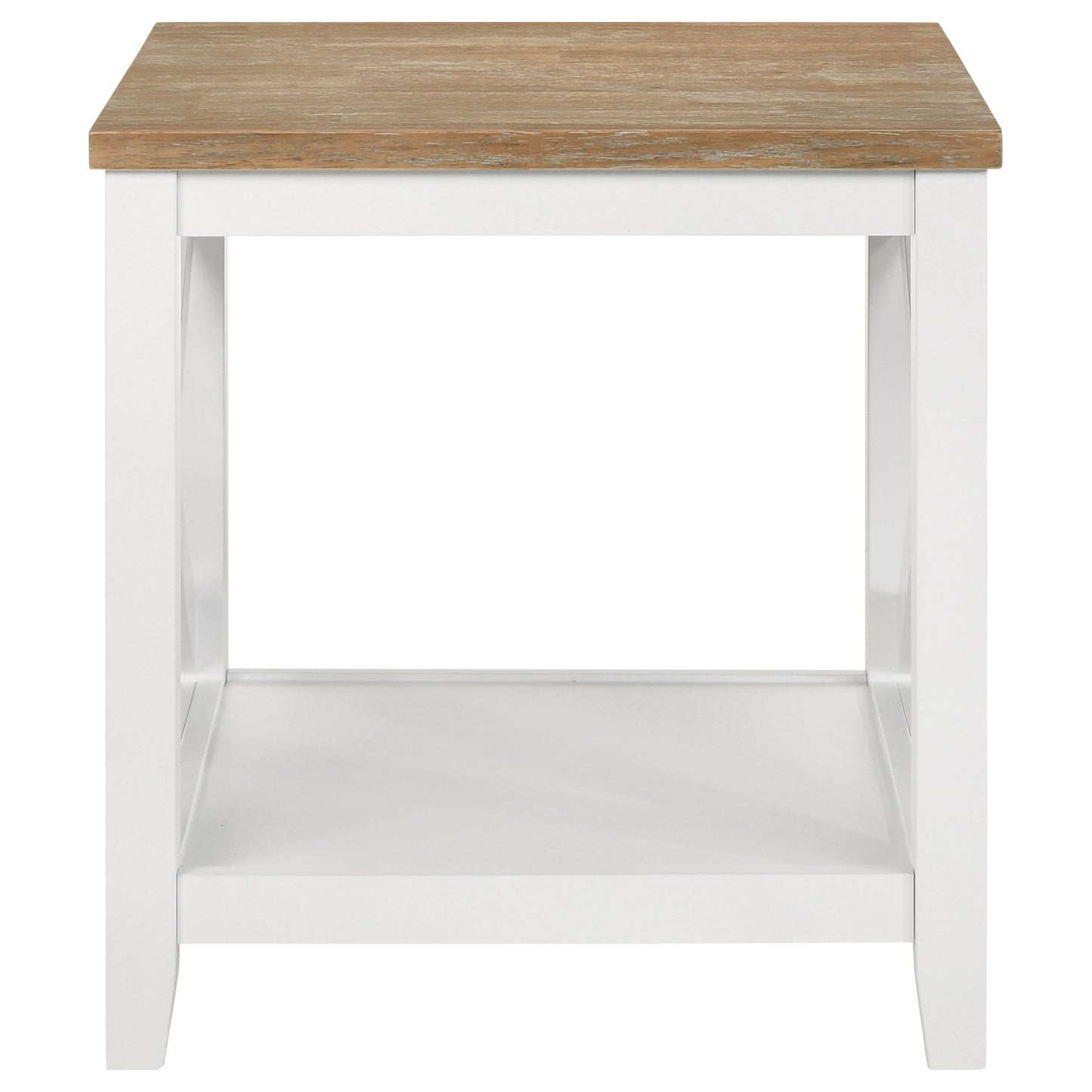 Hollis Square Wood End Table With Shelf Brown and White