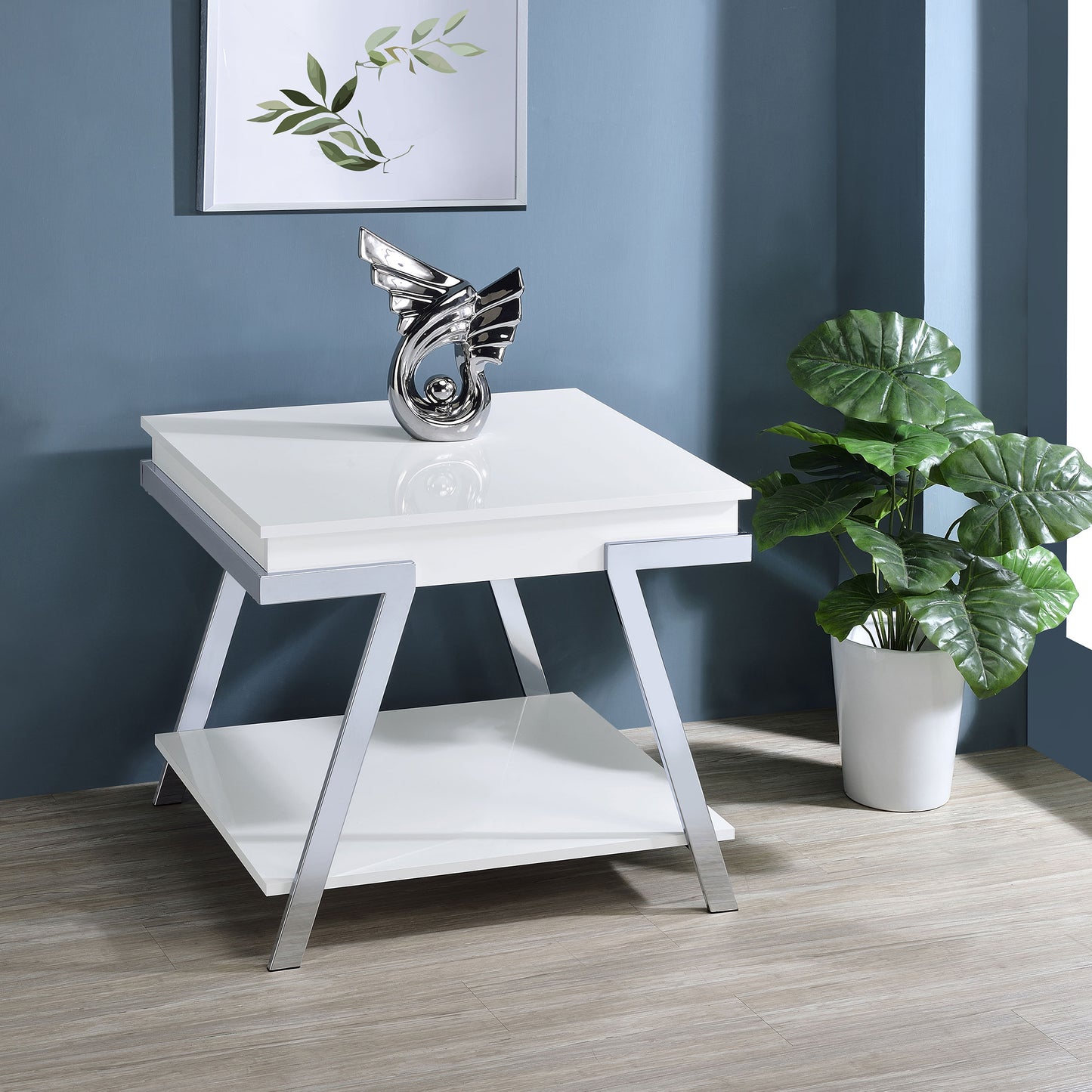 Marcia Rectangular Side End Table White High Gloss