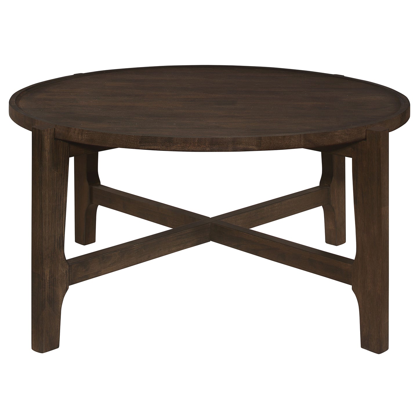 Cota Round Solid Wood Coffee Table Dark Brown