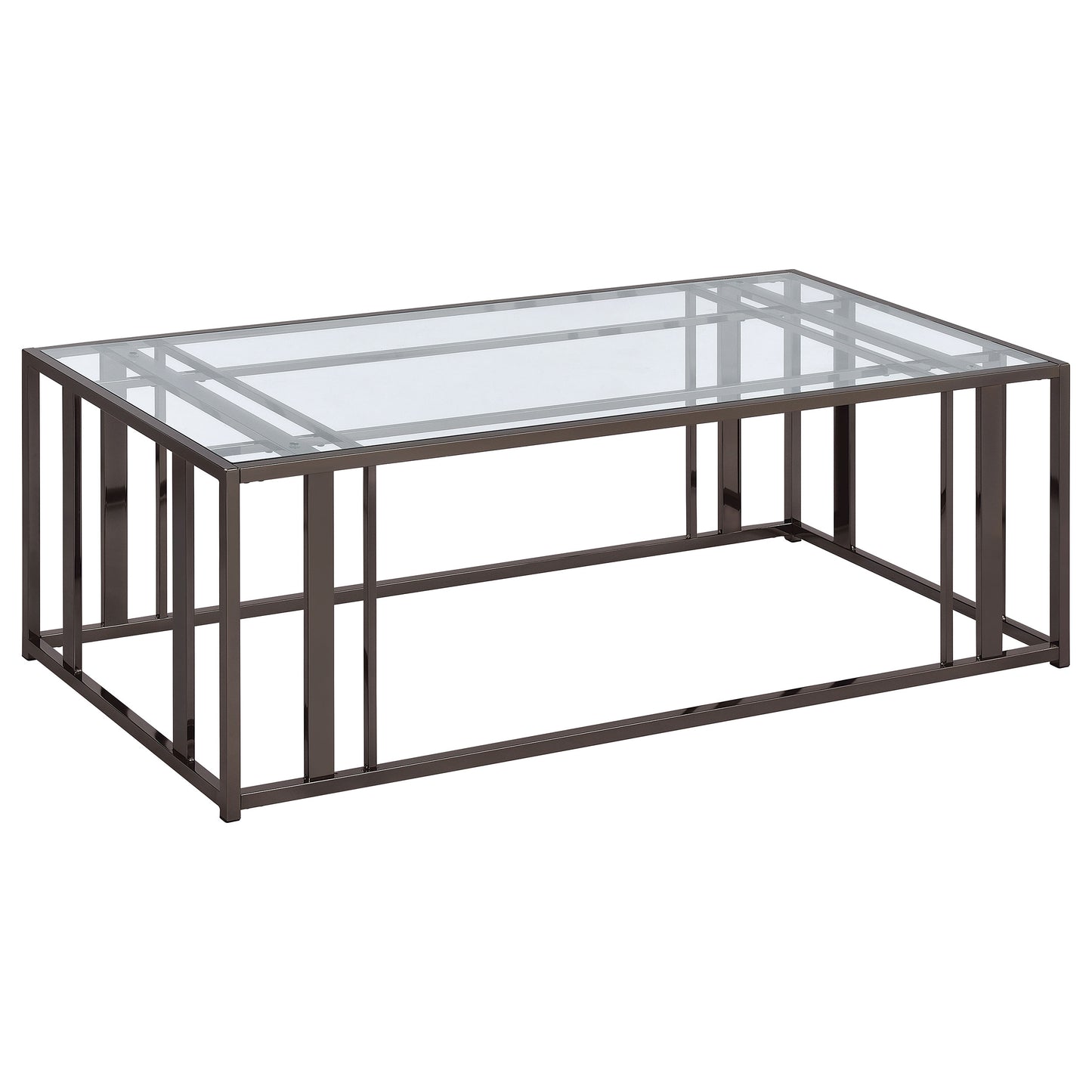 Adri Rectangular Glass Top Coffee Table Black Nickel