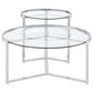 Delia 2-Piece Round Glass Top Nesting Coffee Table Chrome