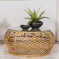 Dahlia Round Glass Top Woven Rattan Coffee Table Natural