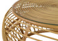 Dahlia Round Glass Top Woven Rattan Coffee Table Natural