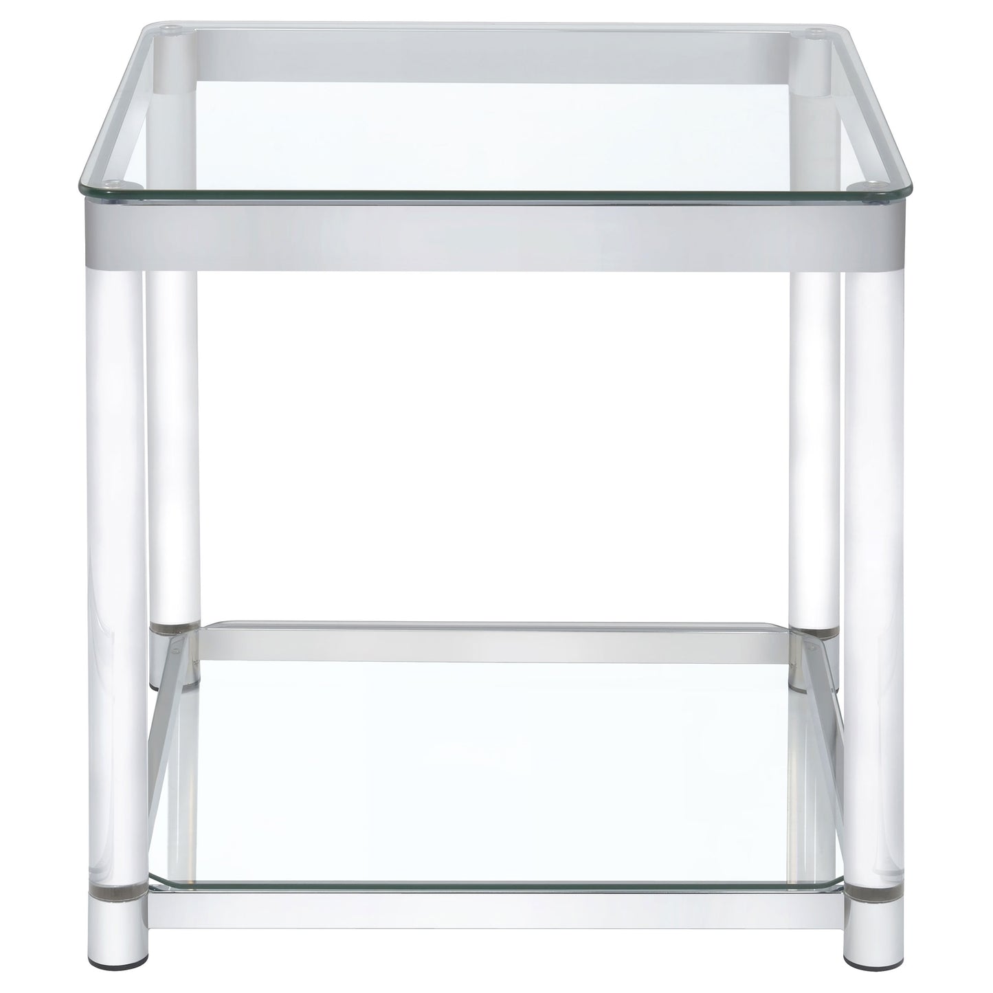 Anne Square Glass Top Acrylic Leg Side End Table Chrome