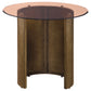 Morena Round Tawny Glass Top Side End Table Brushed Bronze