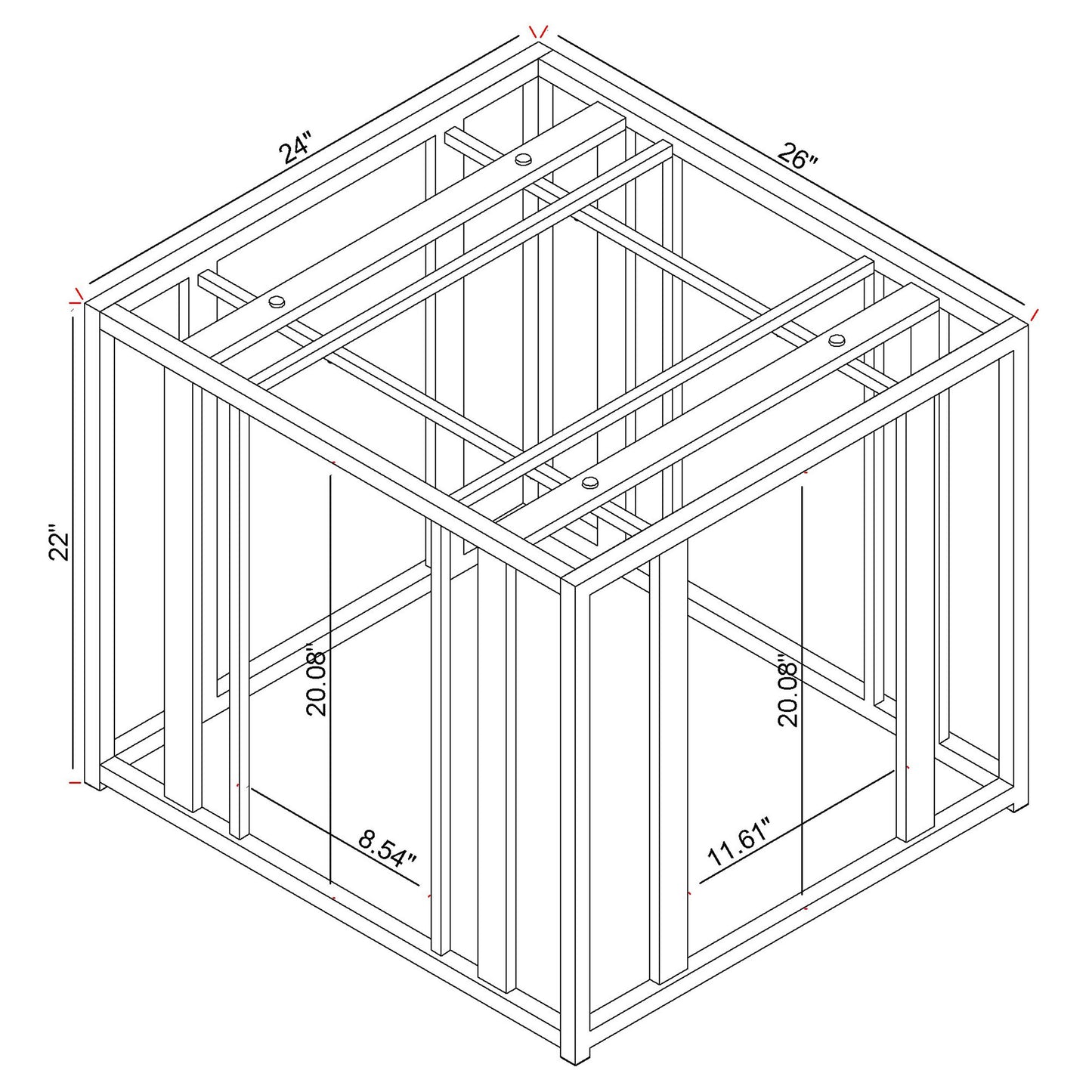 Adri Rectangular Glass Top Side End Table Matte Brass