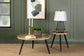 Zoe Round Mango Wood Side End Table Natural and Black