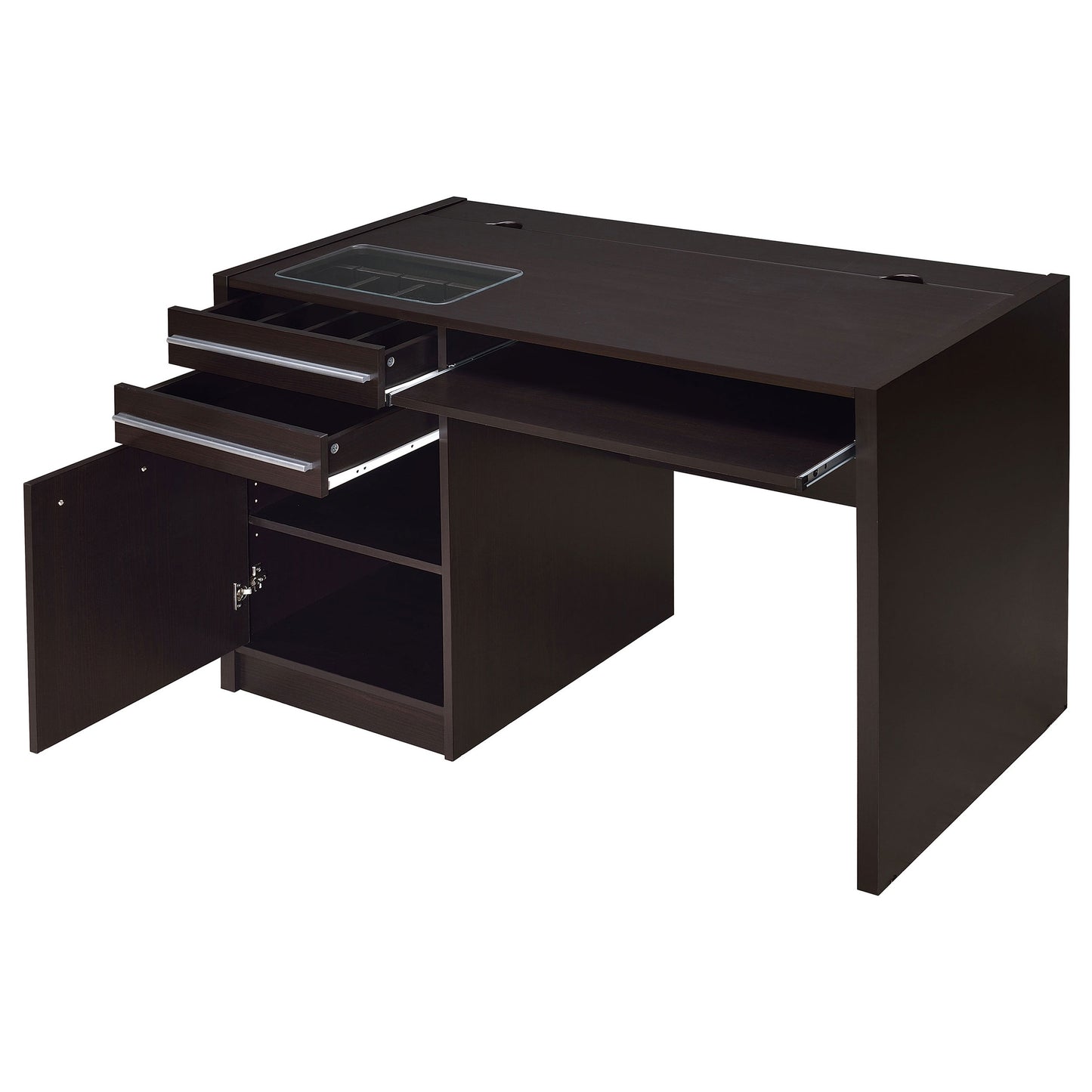 Halston 47-inch 2-drawer Office Desk with Cabinet Cappuccino