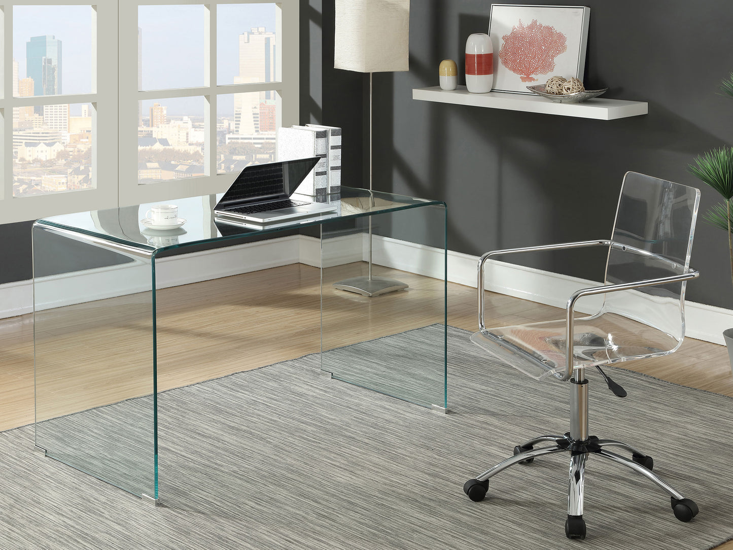 Ripley 47-inch Tempered Bent Glass Writing Desk Clear