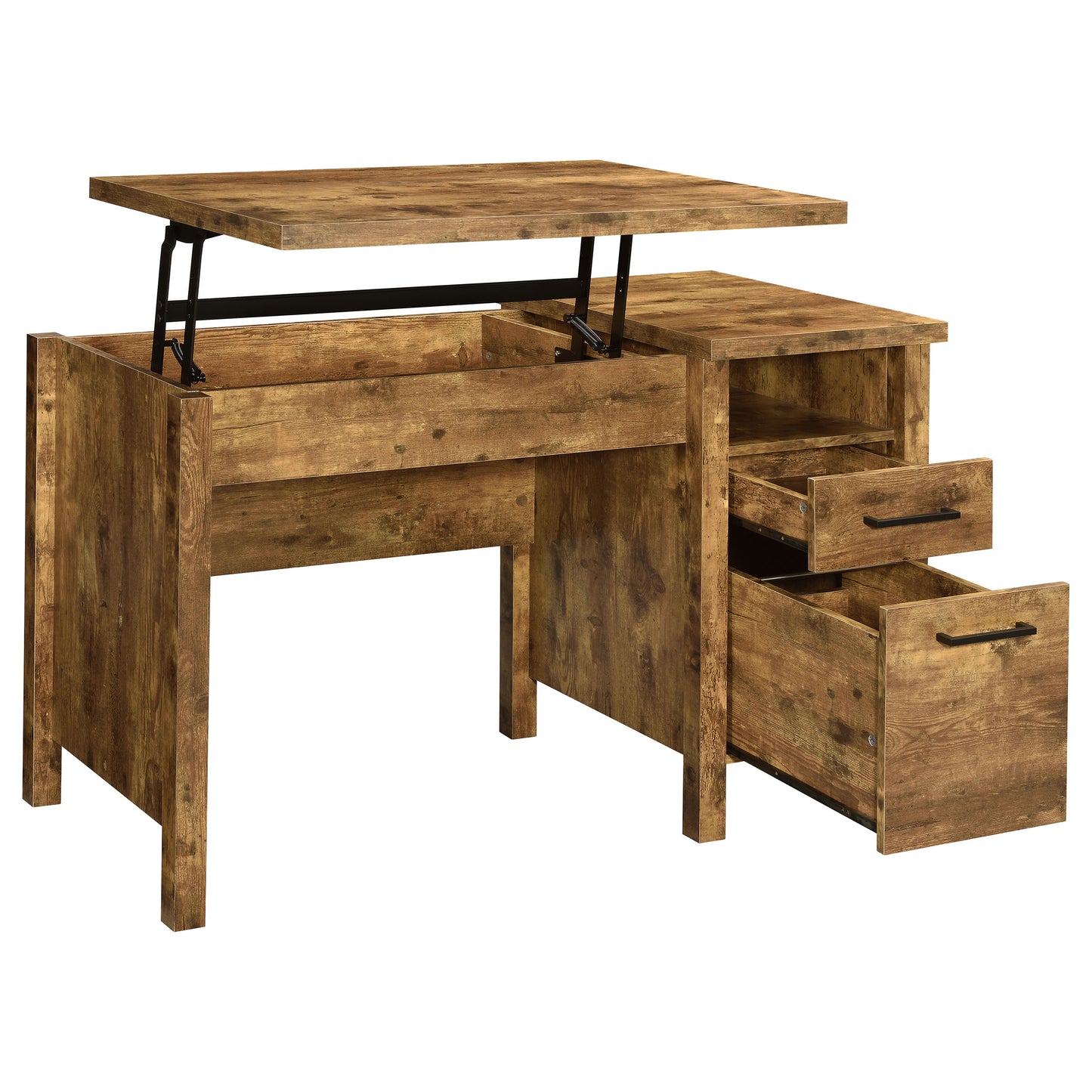 Delwin 47-inch 2-drawer Lift Top Computer Desk Rustic Nutmeg