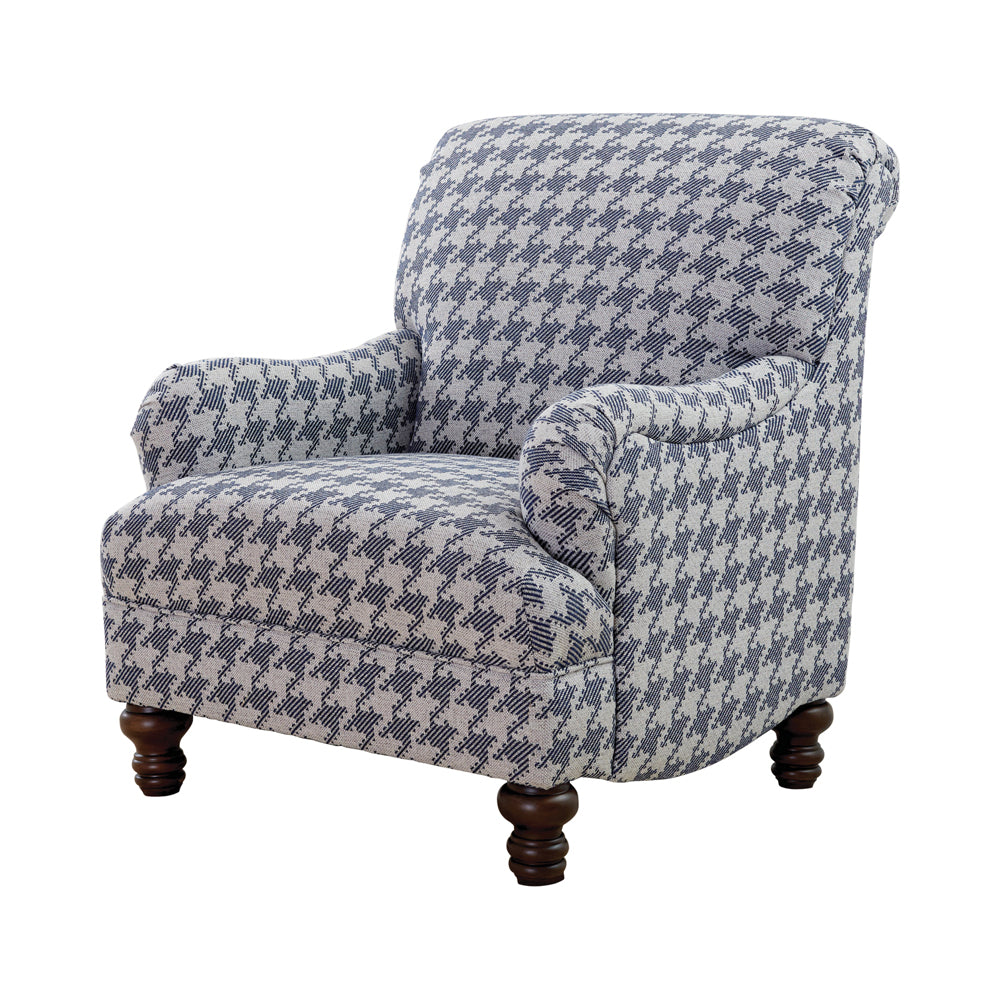 Glenn Upholstered English Arm Accent Chair Blue