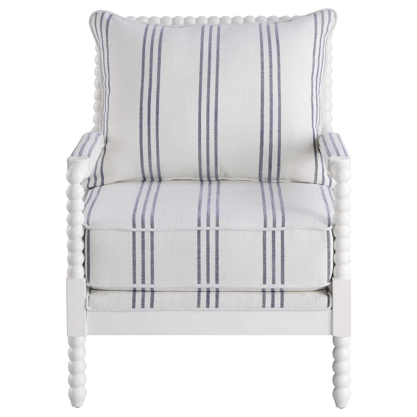 Blanchett Upholstered Bobbin Accent Chair White and Navy